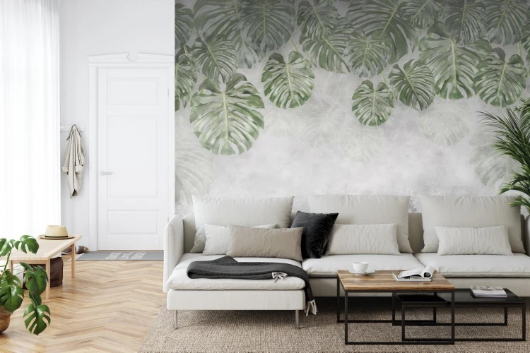 Fototapeta Tropical Trees And Leaves For Digital Printing Wallpaper  Custom Design Wallpaper - 3D