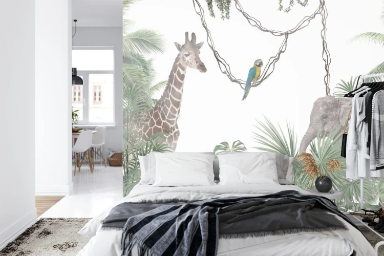 Fototapeta Tropical Trees And Leaves For Digital Printing Wallpaper  Custom Design Wallpaper - 3D