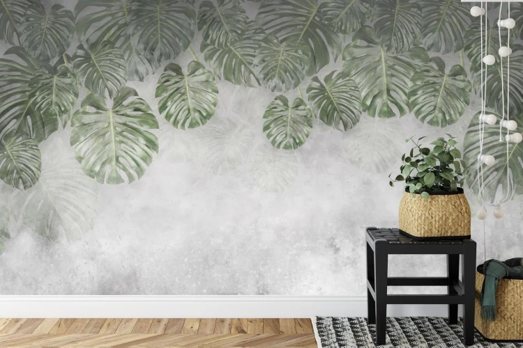 Fototapeta Tropical Trees And Leaves For Digital Printing Wallpaper  Custom Design Wallpaper - 3D