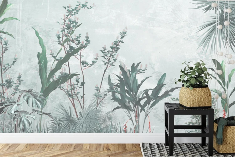 Fototapeta Tropical Trees And Leaves For Digital Printing Wallpaper  Custom Design Wallpaper - 3D
