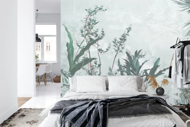 Fototapeta Tropical Trees And Leaves For Digital Printing Wallpaper  Custom Design Wallpaper - 3D