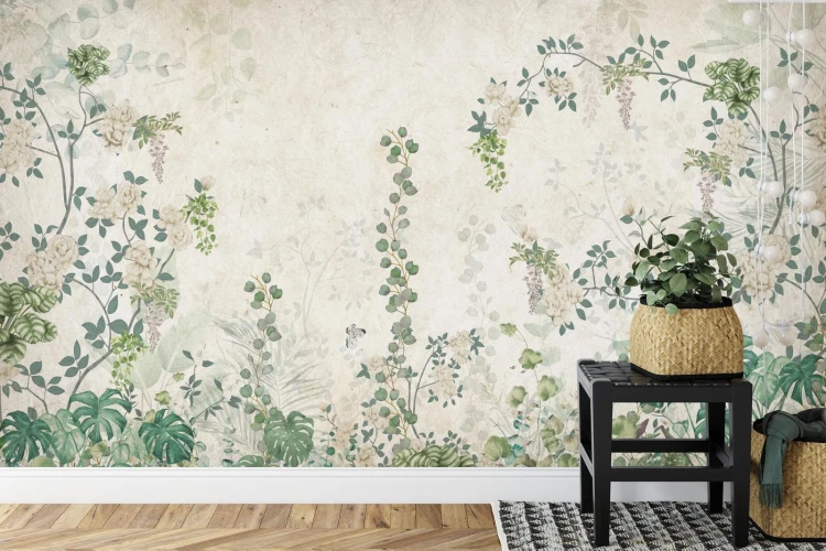 Fototapeta Tropical Trees And Leaves For Digital Printing Wallpaper  Custom Design Wallpaper - 3D