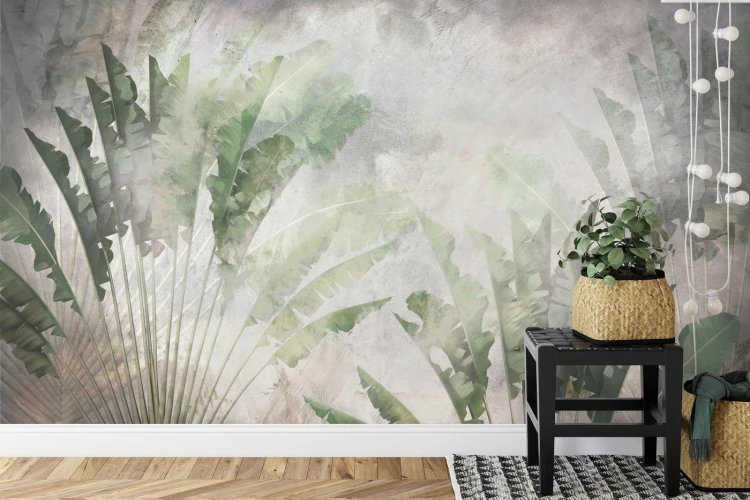 Fototapeta Tropical Trees And Leaves For Digital Printing Wallpaper  Custom Design Wallpaper - 3D