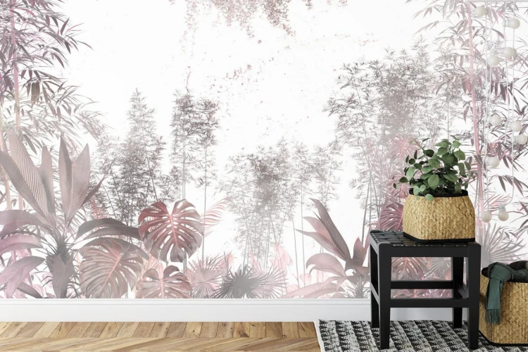 Fototapeta Tropical Trees And Leaves For Digital Printing Wallpaper  Custom Design Wallpaper - 3D