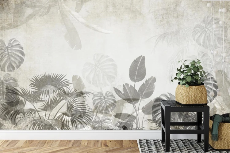 Fototapeta Tropical Trees And Leaves For Digital Printing Wallpaper  Custom Design Wallpaper - 3D