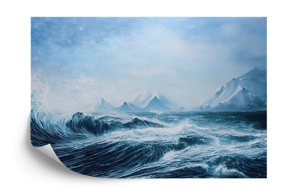 Fototapeta Abyss  Ocean Waves  Seascape Hand Drawn Oil