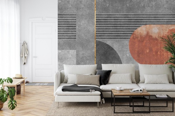 Fototapeta Gold Geometric Background Art. Modern Grey Pattern