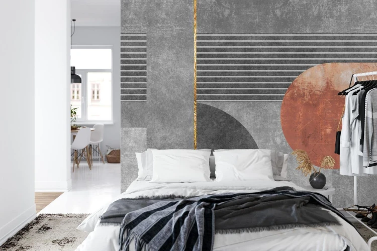 Fototapeta Gold Geometric Background Art. Modern Grey Pattern