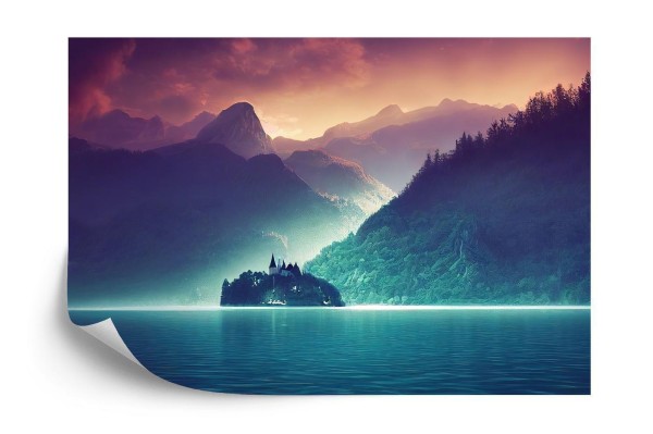Fototapeta Fantasy Concept Showing A Lake Bled  Slovenia. Digital Art Style  Painting