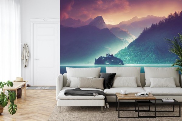 Fototapeta Fantasy Concept Showing A Lake Bled  Slovenia. Digital Art Style  Painting