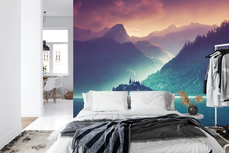 Fototapeta Fantasy Concept Showing A Lake Bled  Slovenia. Digital Art Style  Painting