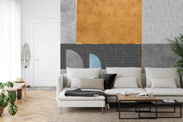 Fototapeta Gold Geometric Background Art. Modern Grey Pattern
