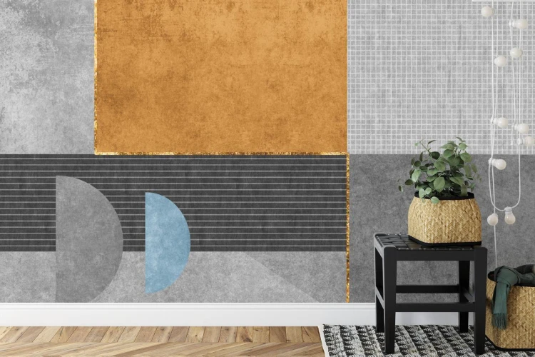 Fototapeta Gold Geometric Background Art. Modern Grey Pattern