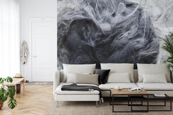 Fototapeta Outer Space Abstract Background  Black Matter. Thunderstorm Clouds In The Sky. Mystical Swirling Smoke Backdrop