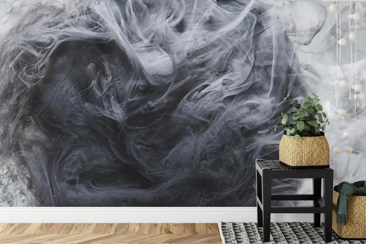 Fototapeta Outer Space Abstract Background  Black Matter. Thunderstorm Clouds In The Sky. Mystical Swirling Smoke Backdrop