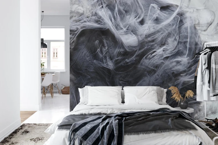 Fototapeta Outer Space Abstract Background  Black Matter. Thunderstorm Clouds In The Sky. Mystical Swirling Smoke Backdrop