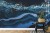 Fototapeta Fluid Art. Liquid Metallic Gold In Abstract Blue Wave. Marble Effect Background Or Texture