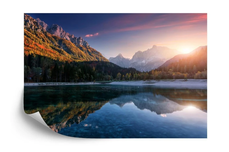 Fototapeta Incredible Nature Landscape. Amazing Lake Jasna With Of A Mirror Reflection. Stunning Vivid Nature Scenery Of Slovenia. Wild Nature Image. Concept Ideal Resting Place. Scenic Image In Autumn Time