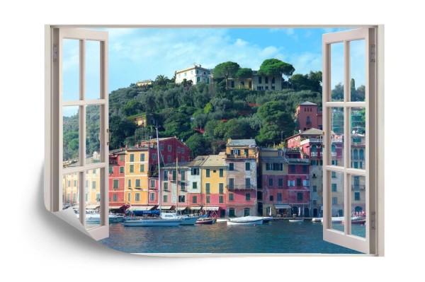 Fototapeta Pen Window View To Old Portofino  Italy