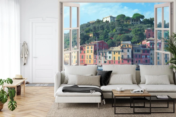 Fototapeta Pen Window View To Old Portofino  Italy