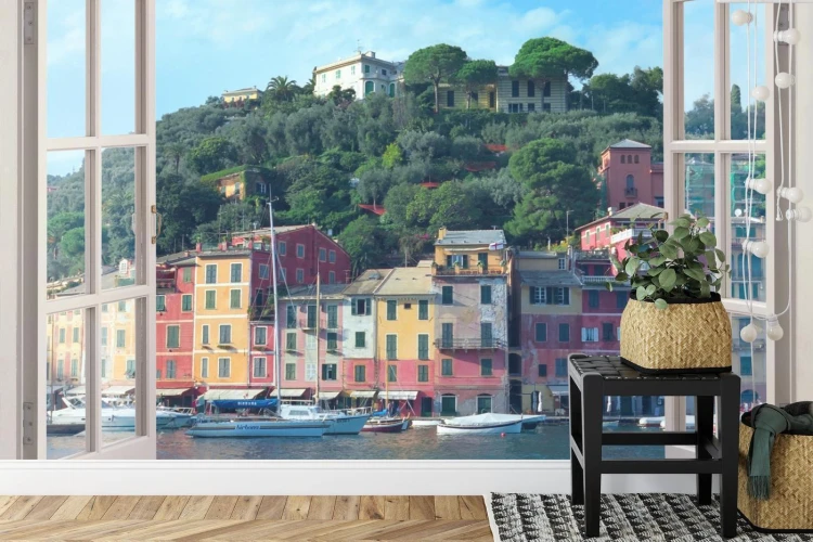 Fototapeta Pen Window View To Old Portofino  Italy