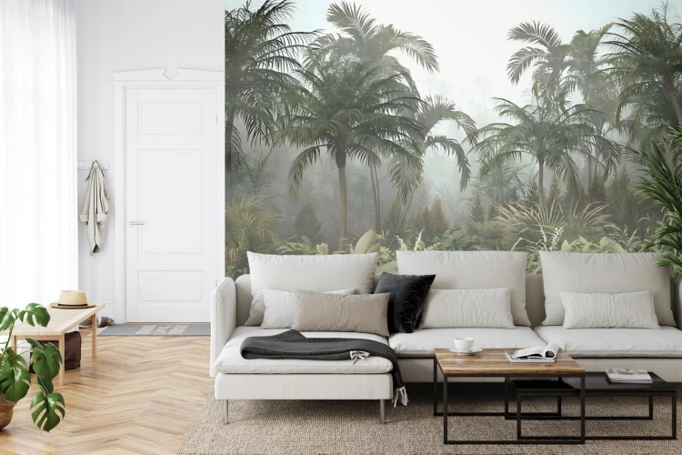 Fototapeta Tropical Trees And Leaves For Digital Printing Wallpaper  Custom Design Wallpaper - 3D