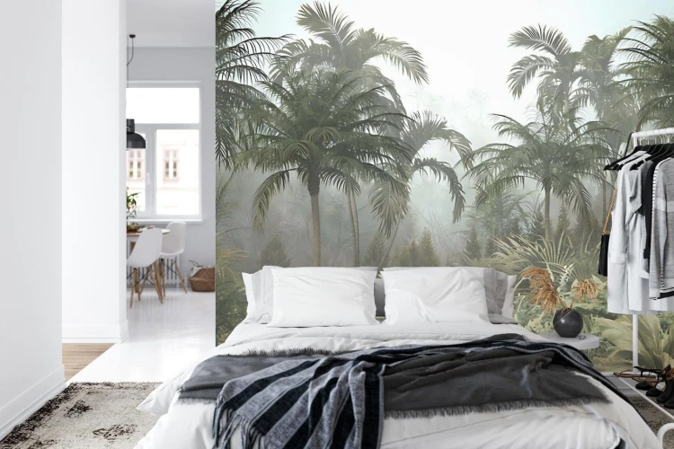 Fototapeta Tropical Trees And Leaves For Digital Printing Wallpaper  Custom Design Wallpaper - 3D