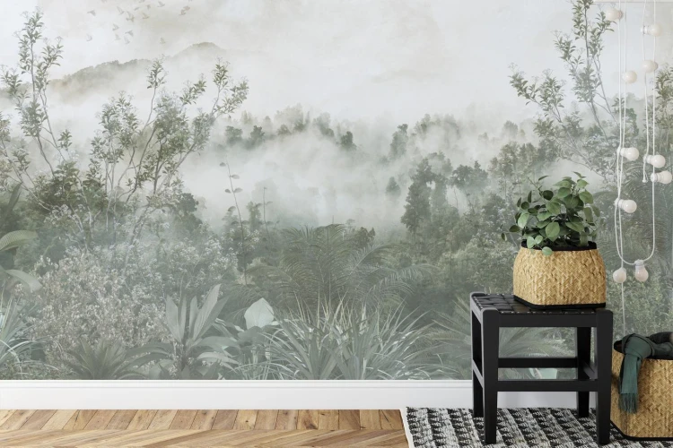 Fototapeta Tropical Trees And Leaves For Digital Printing Wallpaper  Custom Design Wallpaper - 3D