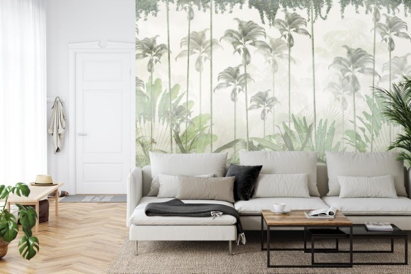 Fototapeta Tropical Trees And Leaves For Digital Printing Wallpaper  Custom Design Wallpaper - 3D