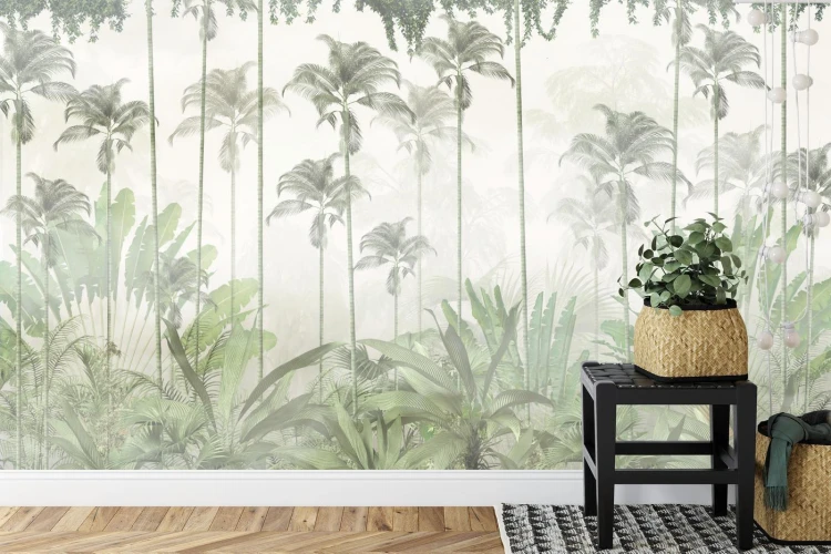 Fototapeta Tropical Trees And Leaves For Digital Printing Wallpaper  Custom Design Wallpaper - 3D