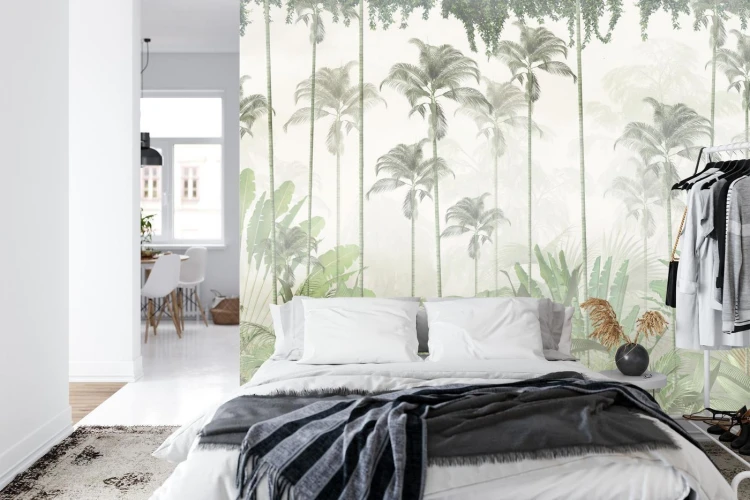 Fototapeta Tropical Trees And Leaves For Digital Printing Wallpaper  Custom Design Wallpaper - 3D