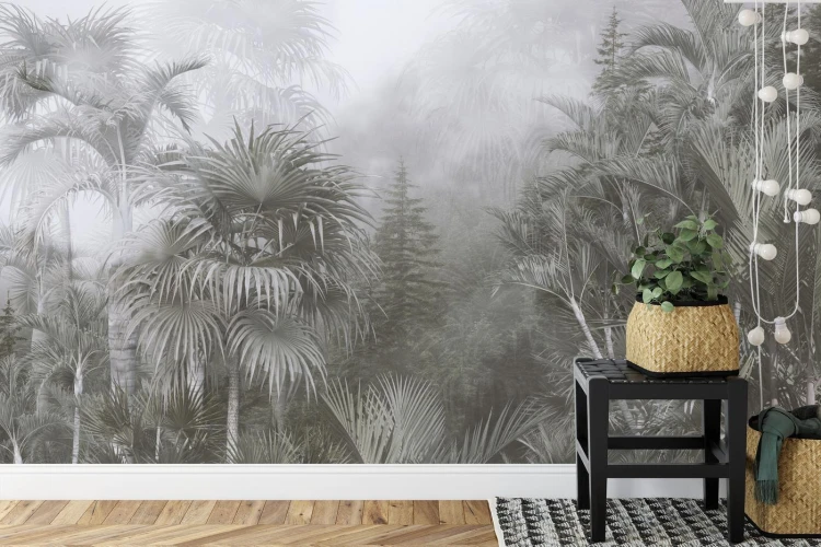 Fototapeta Tropical Trees And Leaves For Digital Printing Wallpaper  Custom Design Wallpaper - 3D