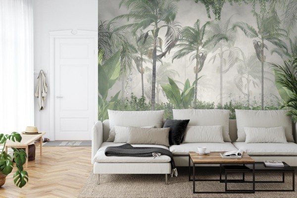 Fototapeta Tropical Trees And Leaves For Digital Printing Wallpaper  Custom Design Wallpaper - 3D