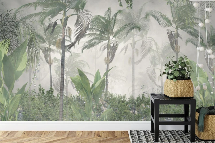Fototapeta Tropical Trees And Leaves For Digital Printing Wallpaper  Custom Design Wallpaper - 3D