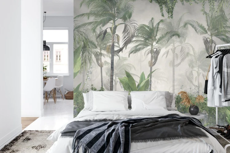 Fototapeta Tropical Trees And Leaves For Digital Printing Wallpaper  Custom Design Wallpaper - 3D