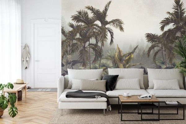 Fototapeta Tropical Trees And Leaves For Digital Printing Wallpaper  Custom Design Wallpaper - 3D