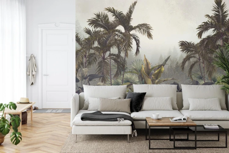 Fototapeta Tropical Trees And Leaves For Digital Printing Wallpaper  Custom Design Wallpaper - 3D