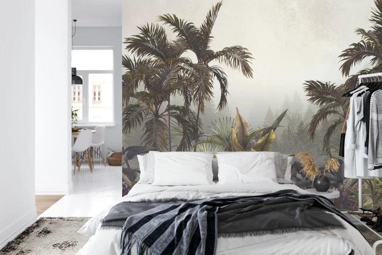 Fototapeta Tropical Trees And Leaves For Digital Printing Wallpaper  Custom Design Wallpaper - 3D