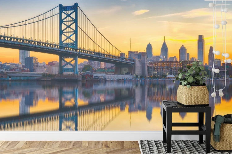 Fototapeta Philadelphia Sunset Skyline Refection