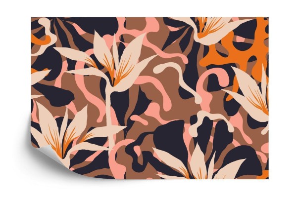 Fototapeta Abstract Jungle Plants Pattern. Creative Collage Contemporary Floral Seamless Pattern. Fashionable Template For Design.