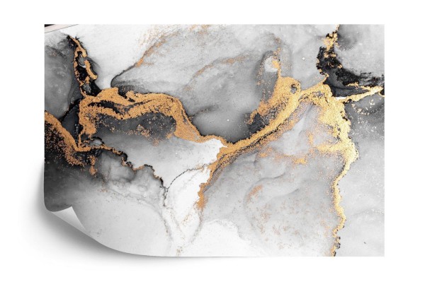 Fototapeta Black Gold Abstract Background Of Marble Liquid Ink Art Painting On Paper