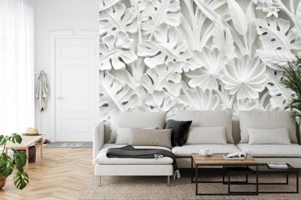 Fototapeta Liście 3D Biała