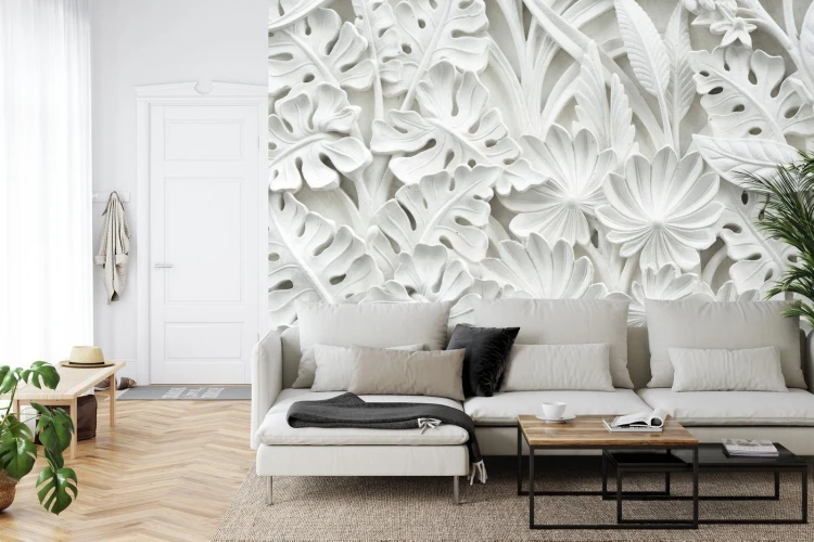 Fototapeta Liście 3D Biała