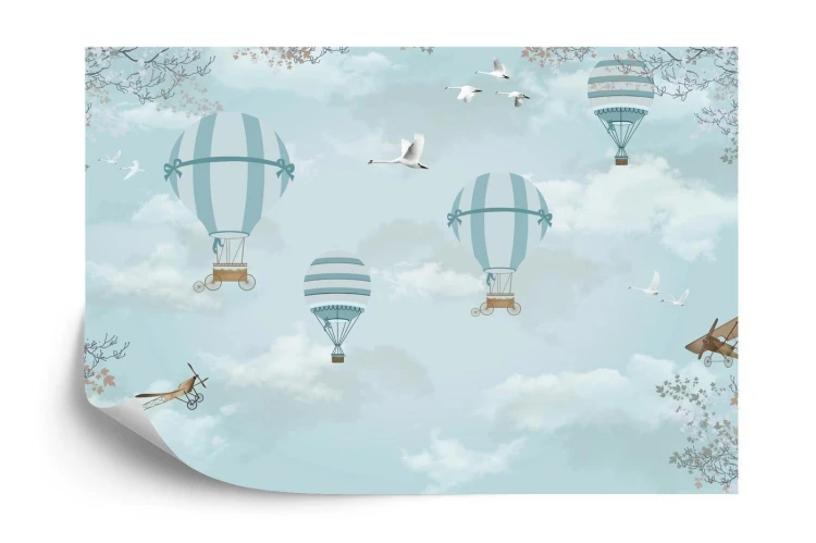 Fototapeta Balony I Samoloty Retro
