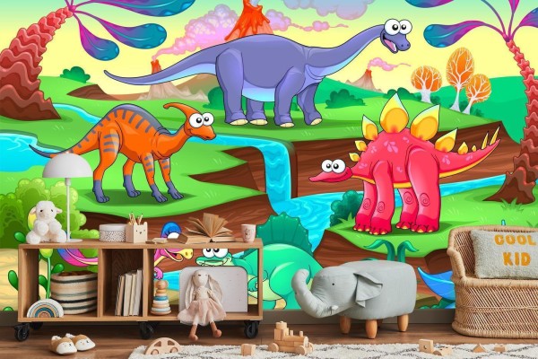 Fototapeta Kolorowe Bajkowe Dinozaury