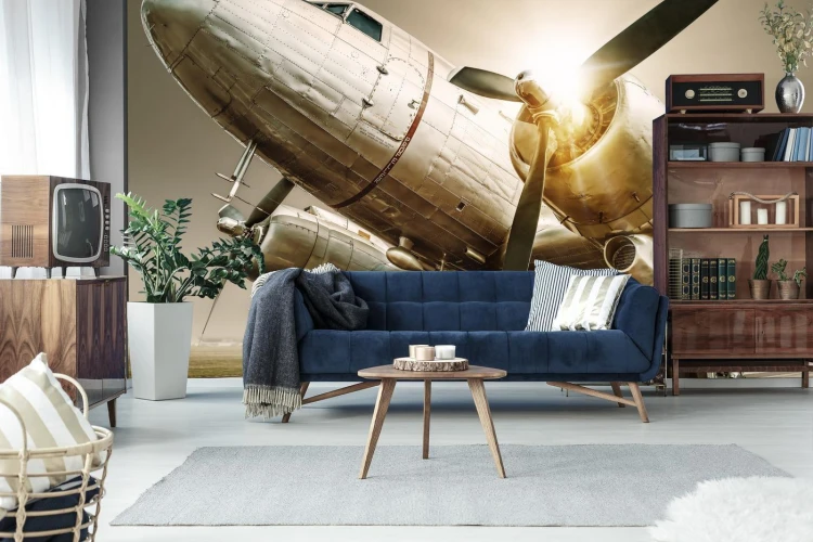 Fototapeta Zabytkowy Samolot O Zachodzie Słońca