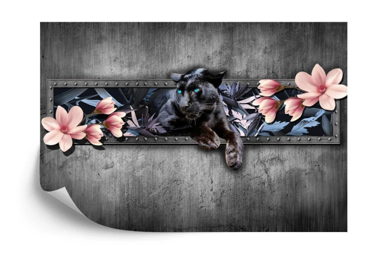 Fototapeta Pantera Z Kwiatami Magnolii