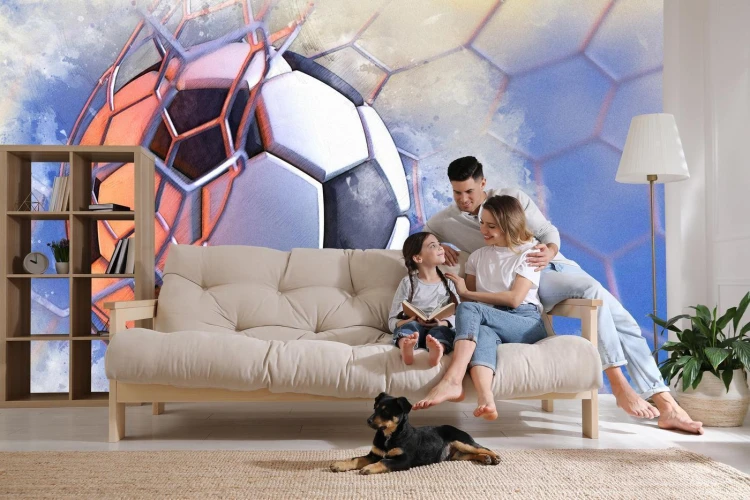 Fototapeta Piłka W Siatce Malowana Akwarelą