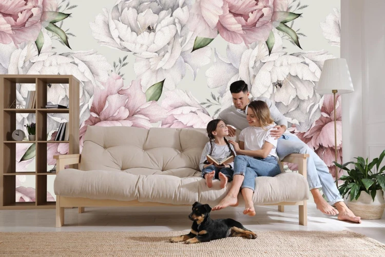 Fototapeta Kwiaty Peonie W Pastelowych Barwach